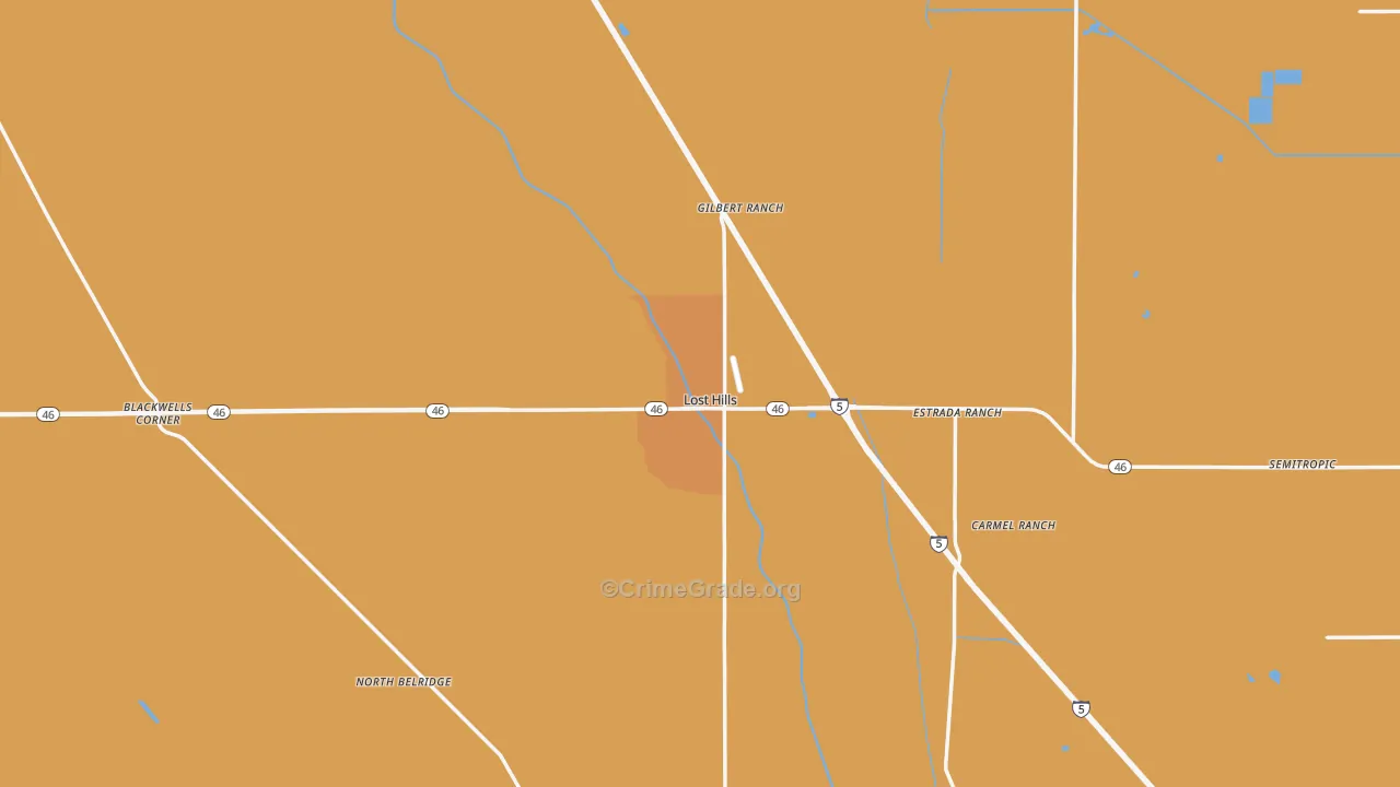 Lost Hills, CA Map of Vandalism Rates