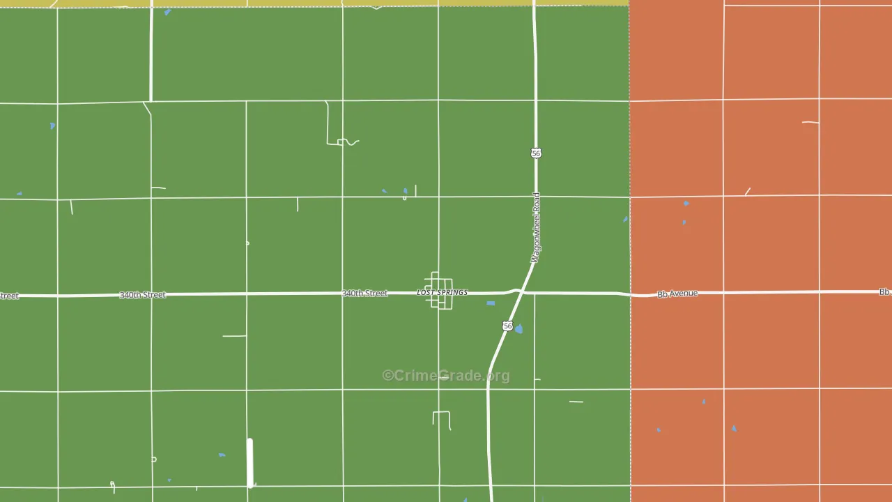 Lost Springs, KS Map of Vandalism Rates