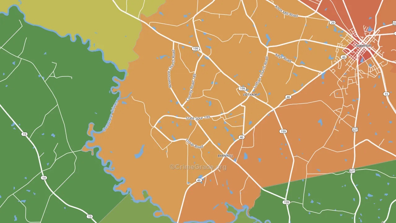 Lothair, GA Map of Vandalism Rates