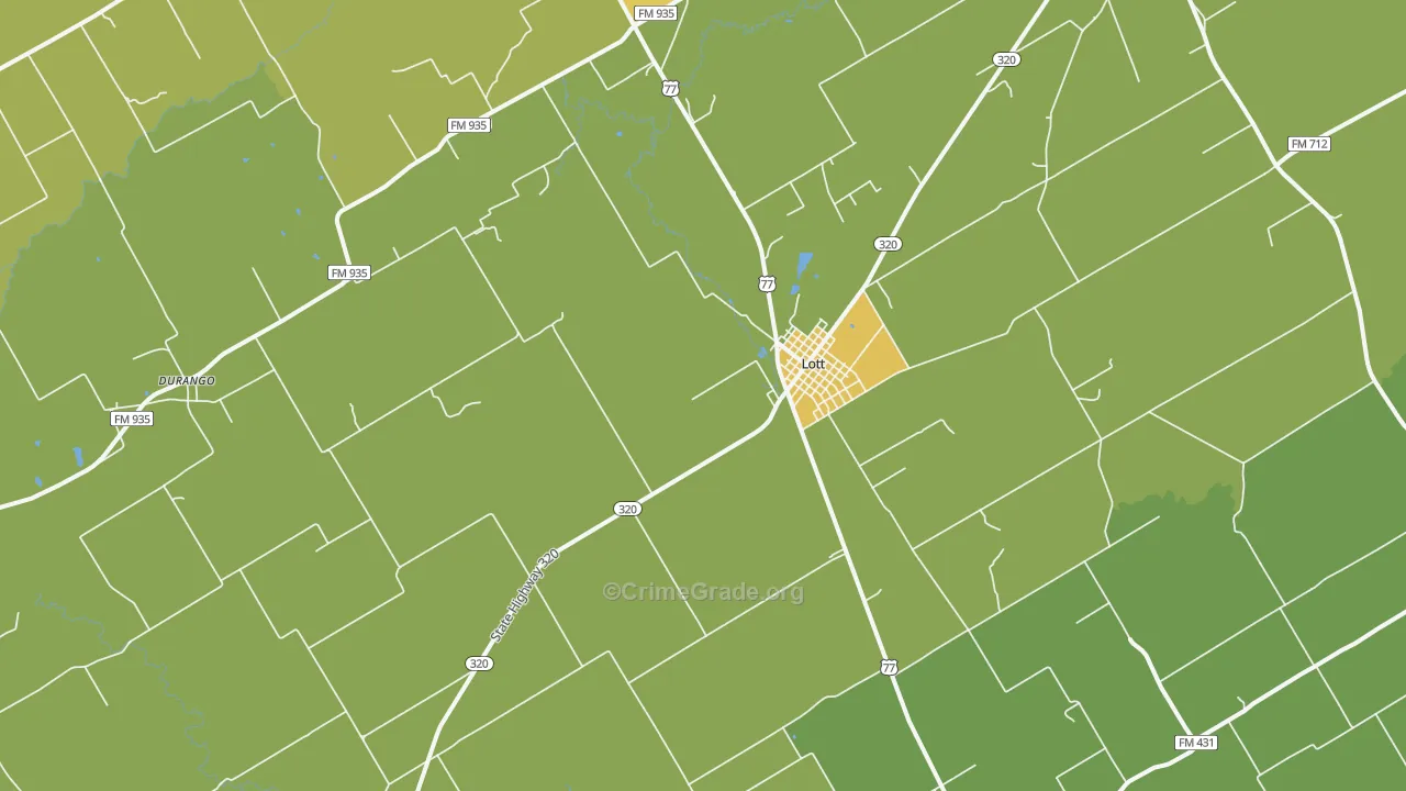 Lott, TX Map of Vandalism Rates