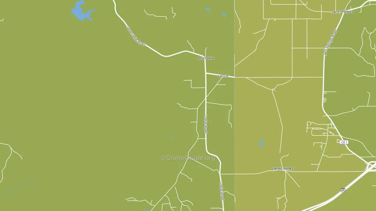 Lottie, AL Map of Vandalism Rates