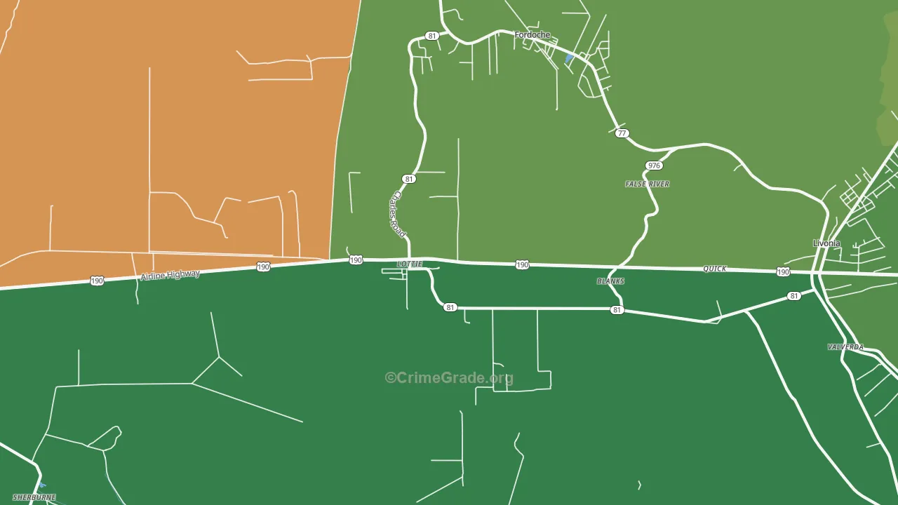 Lottie, LA Map of Vandalism Rates