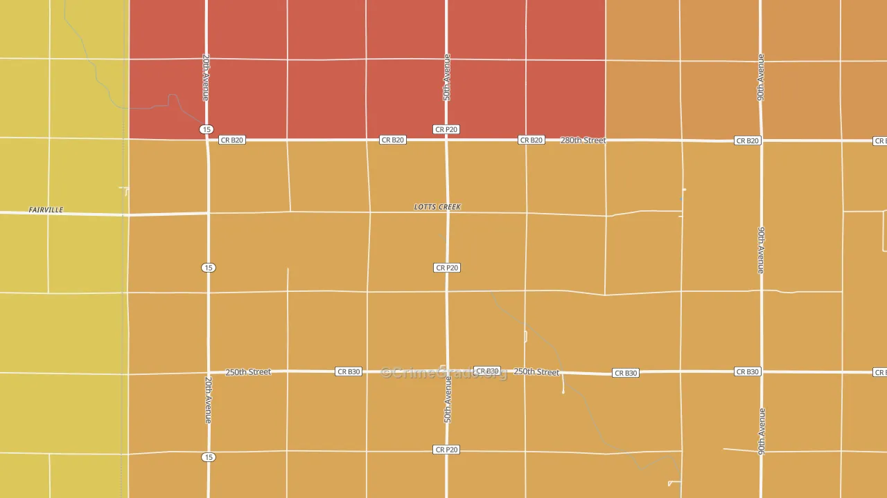Lotts Creek, IA Map of Vandalism Rates