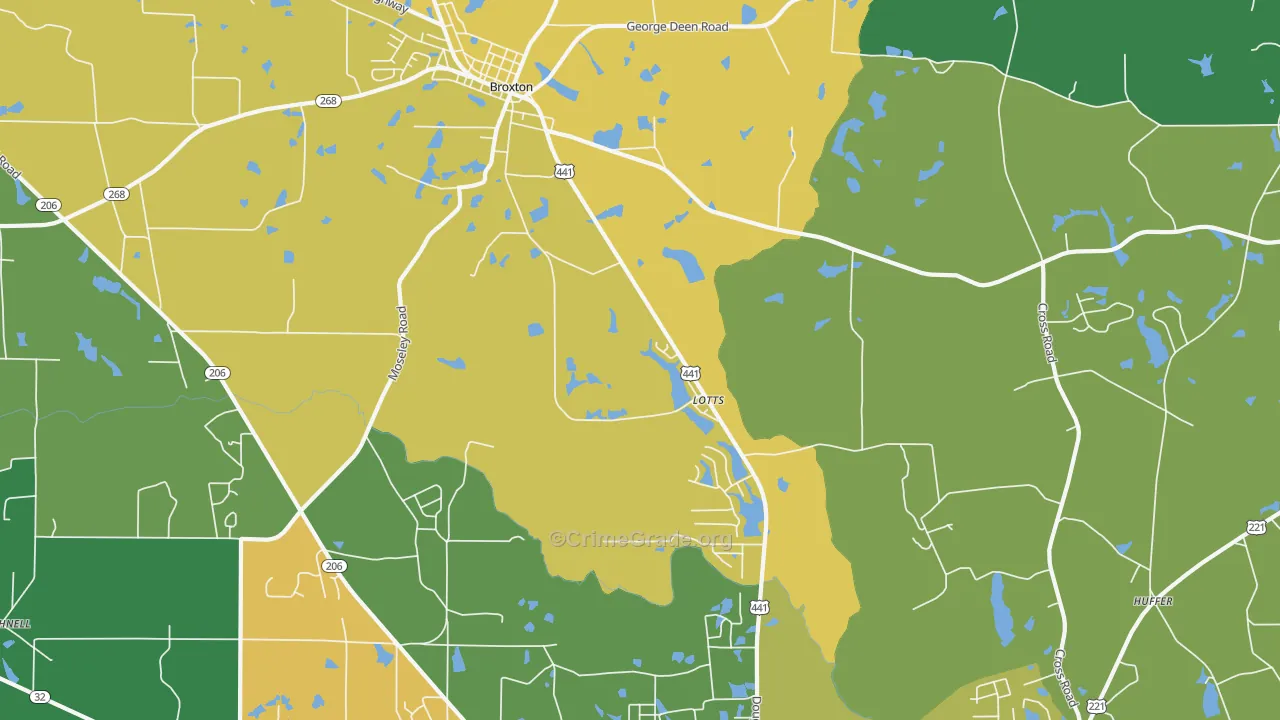 Lotts, GA Map of Vandalism Rates