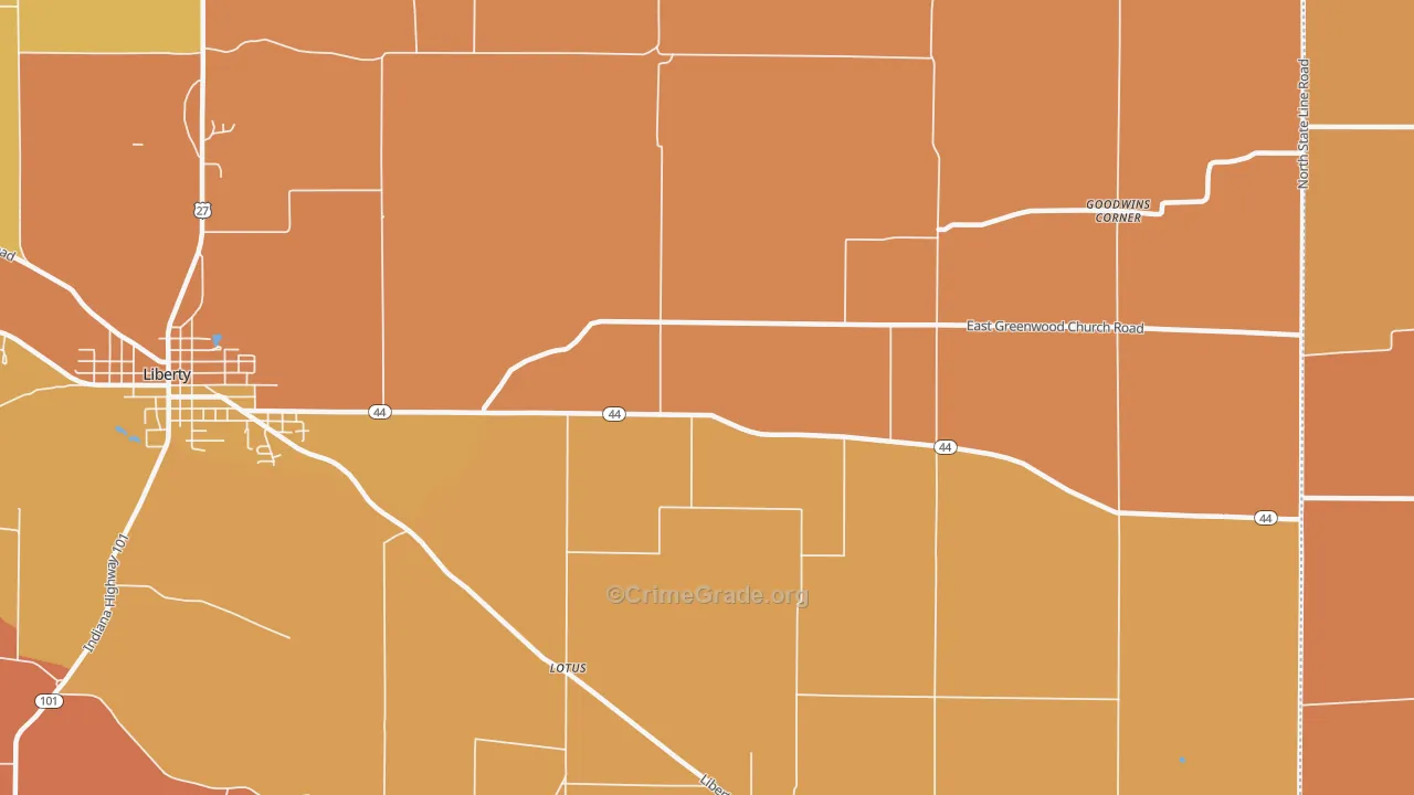 Lotus, IN Map of Vandalism Rates