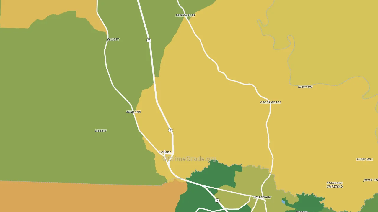Louann, AR Map of Vandalism Rates