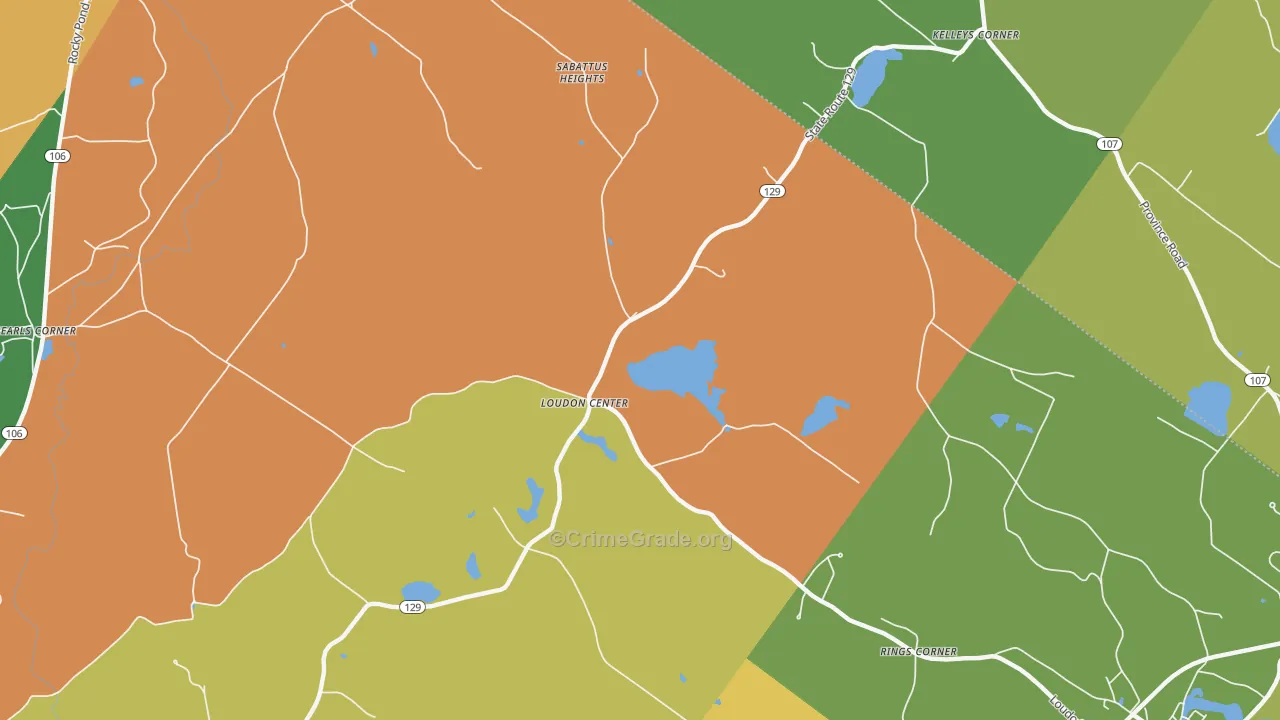 Loudon Center, NH Map of Vandalism Rates