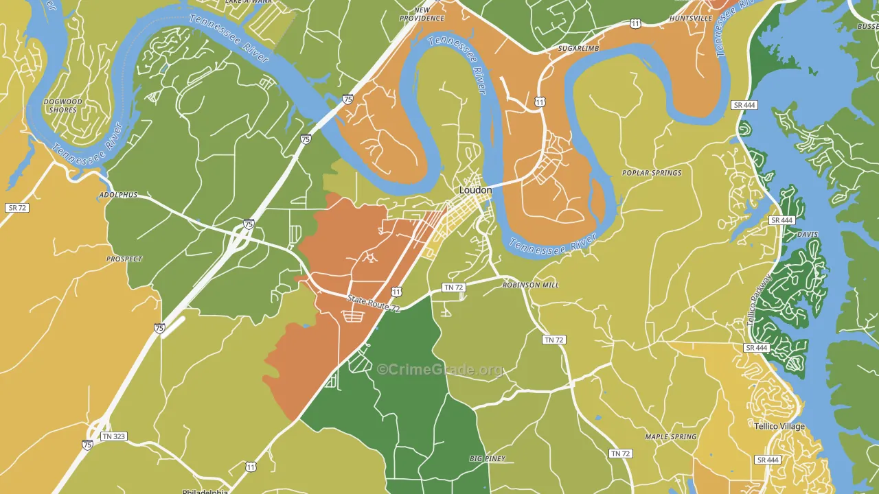 Loudon, TN Map of Vandalism Rates