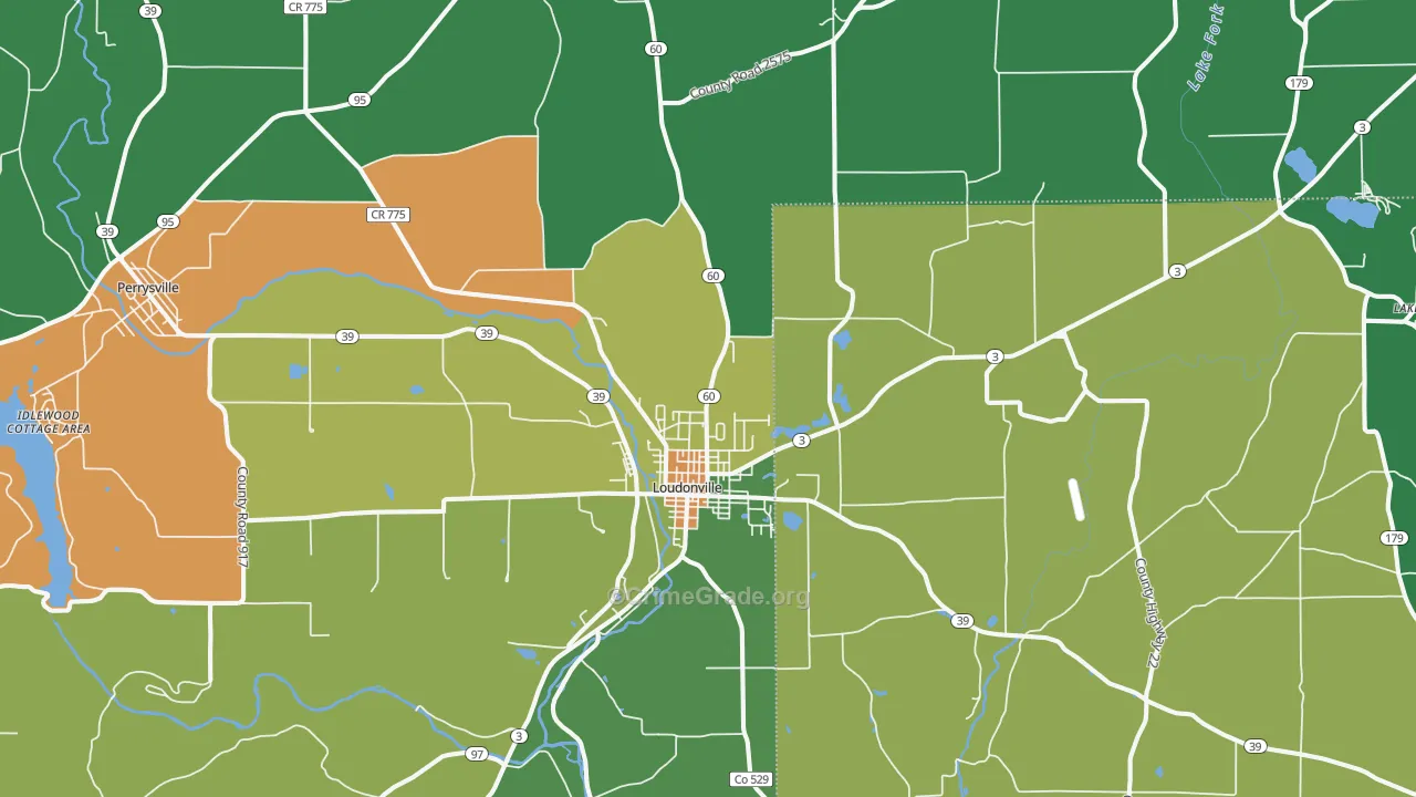 Loudonville, OH Map of Vandalism Rates