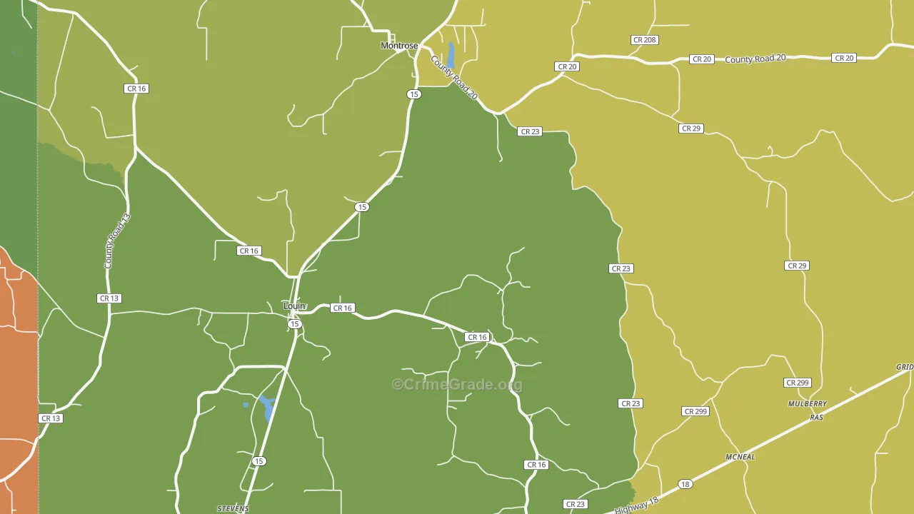 Louin, MS Map of Vandalism Rates