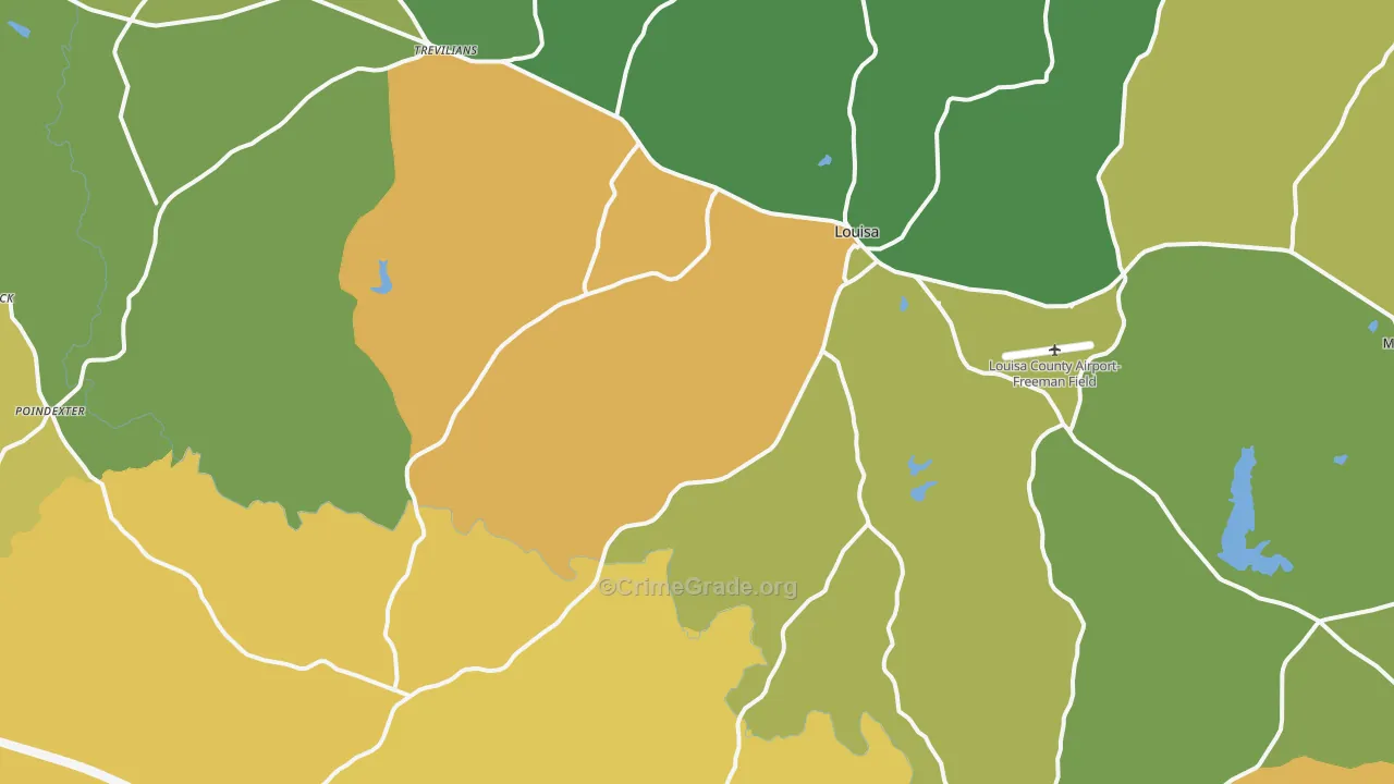 Louisa, VA Map of Vandalism Rates