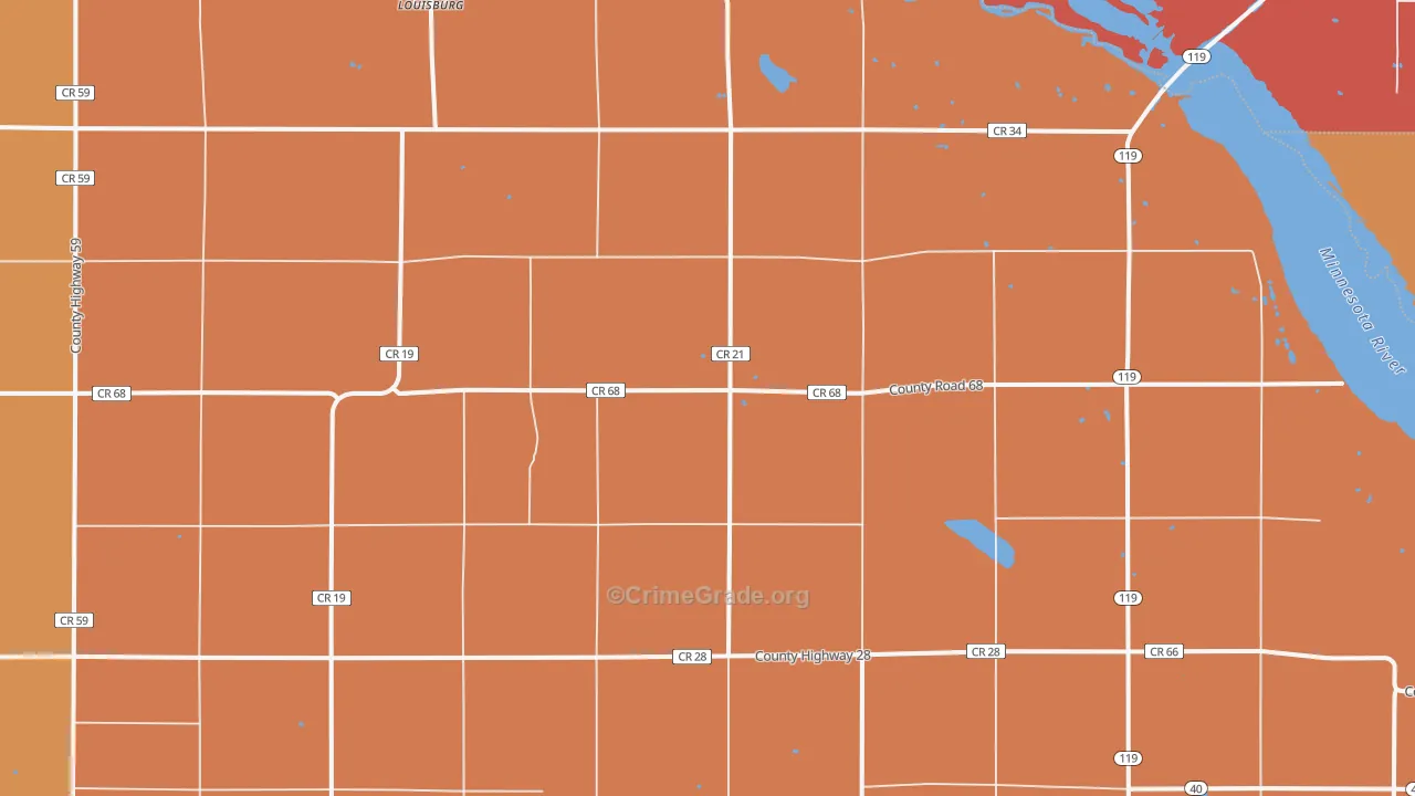 Louisburg, MN Map of Vandalism Rates