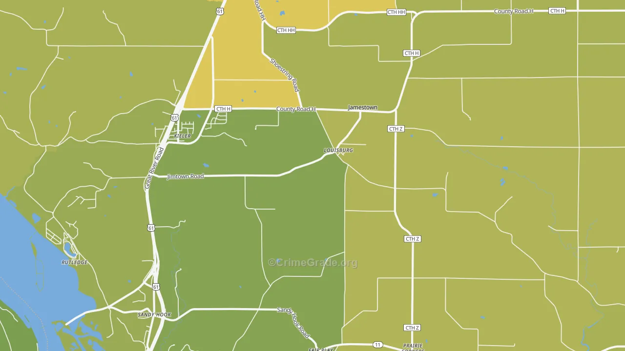 Louisburg, WI Map of Vandalism Rates