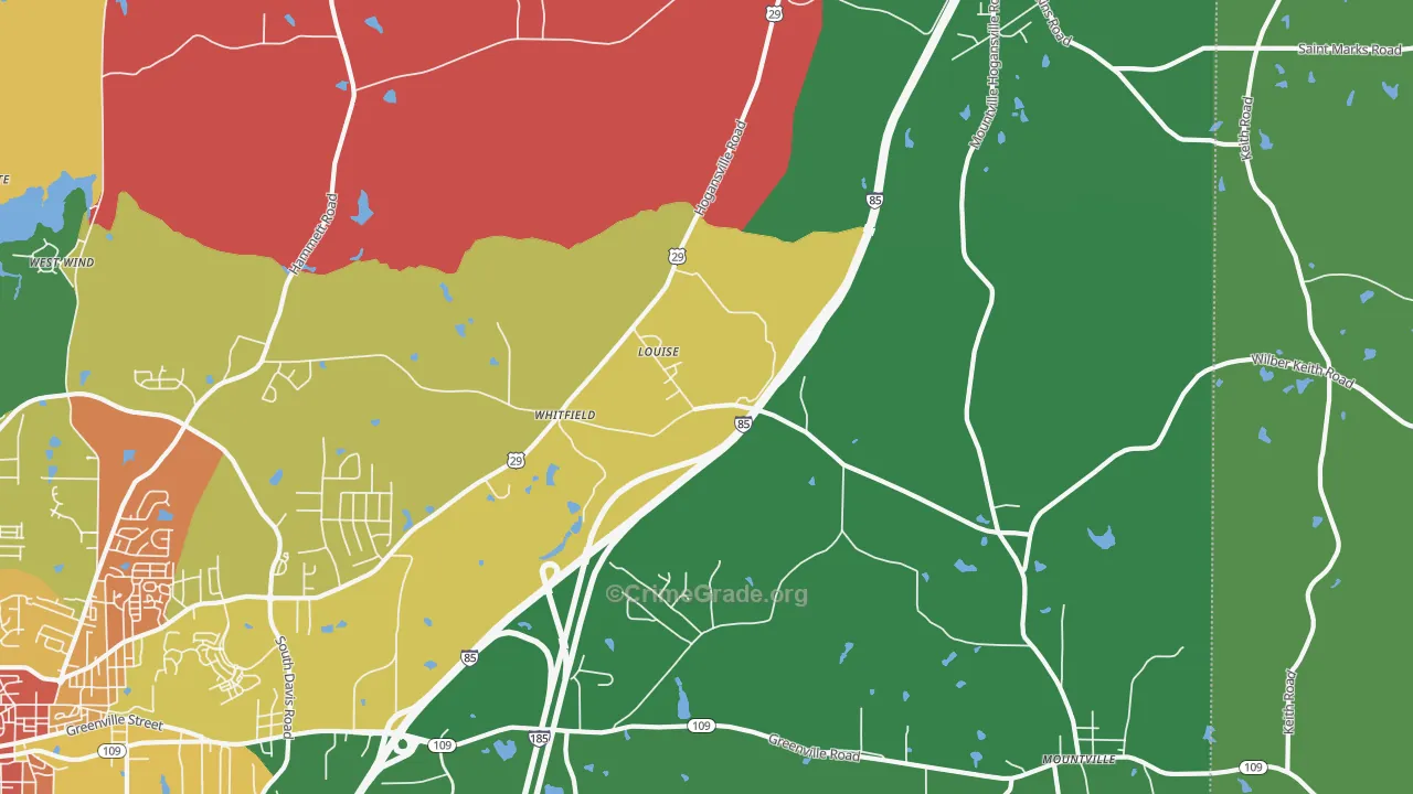 Louise, GA Map of Vandalism Rates