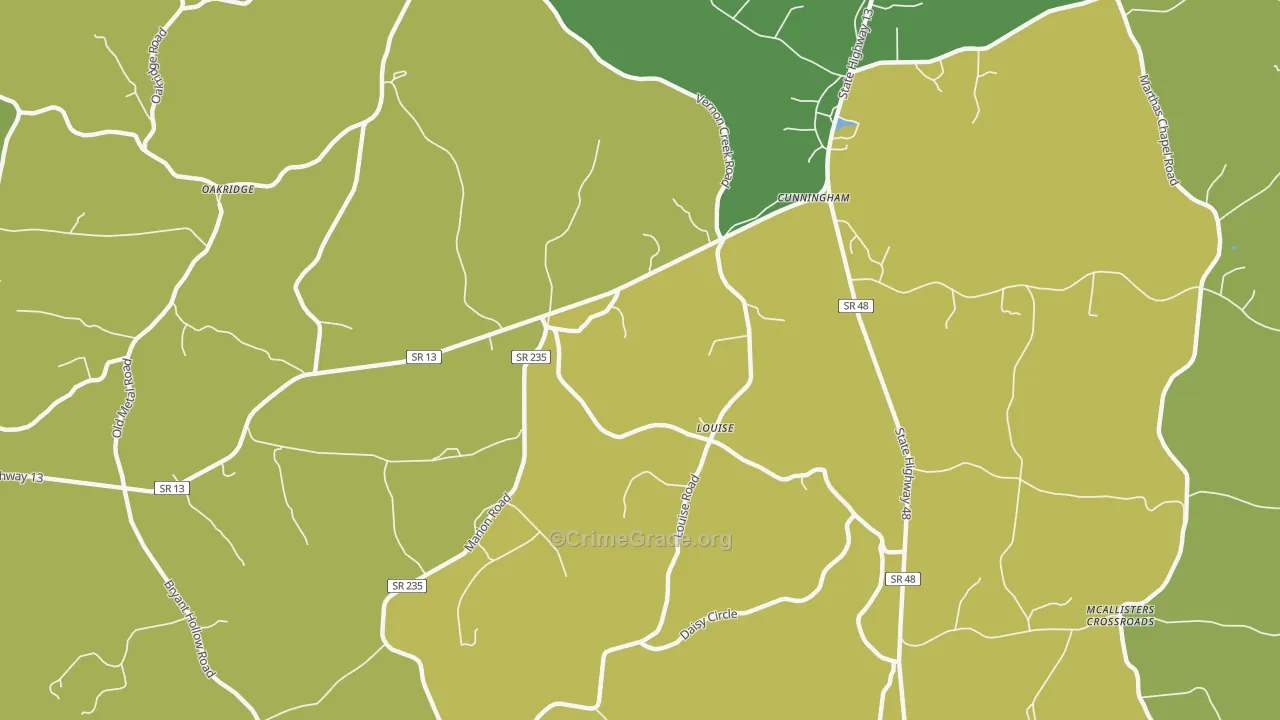 Louise, TN Map of Vandalism Rates