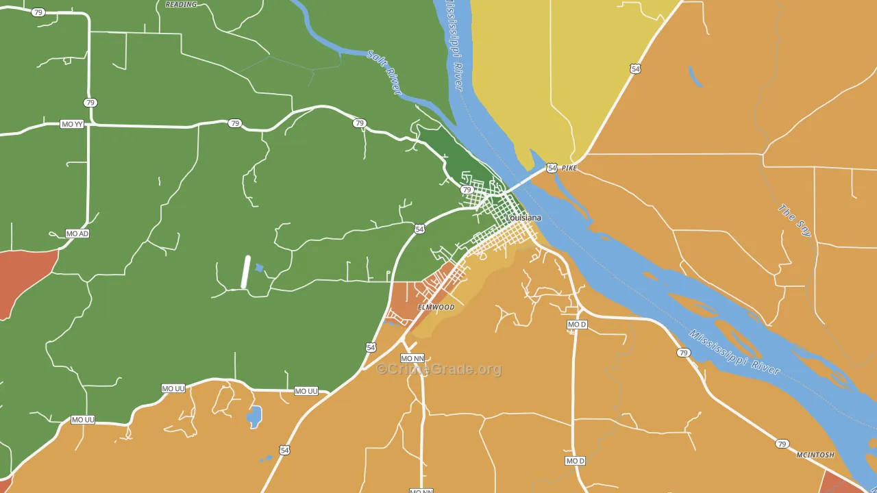 Louisiana, MO Map of Vandalism Rates