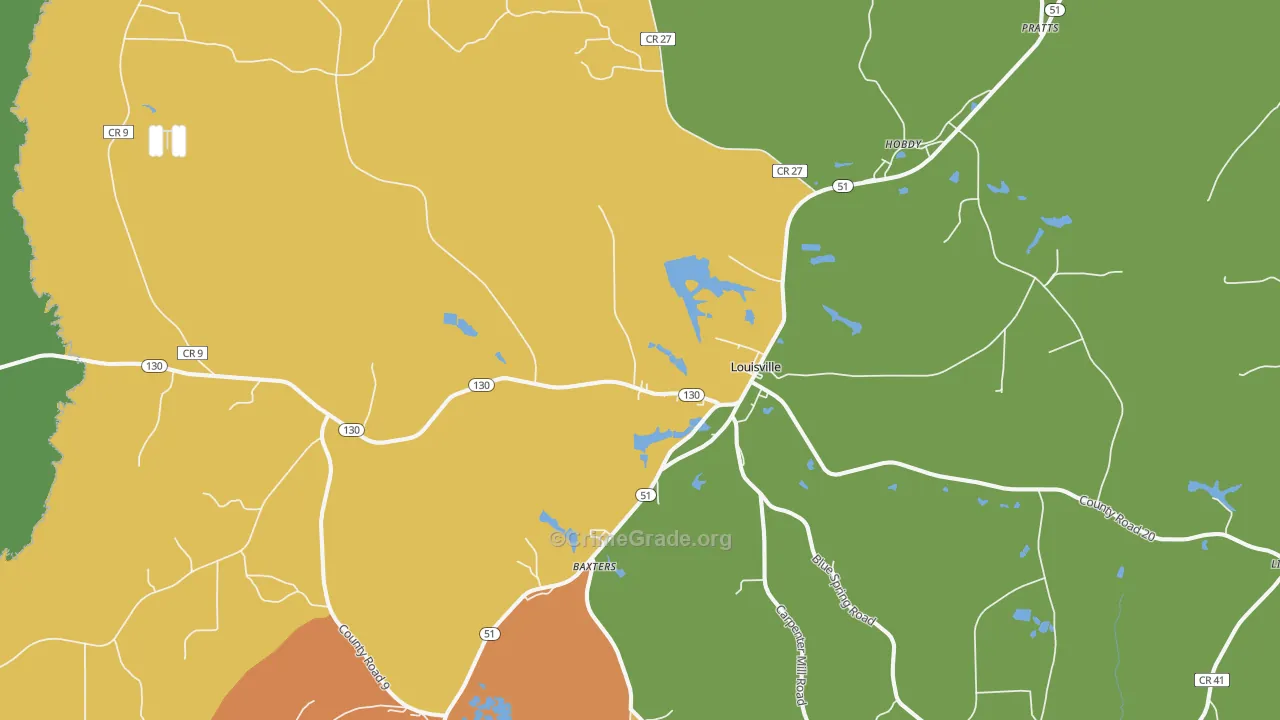 Louisville, AL Map of Vandalism Rates
