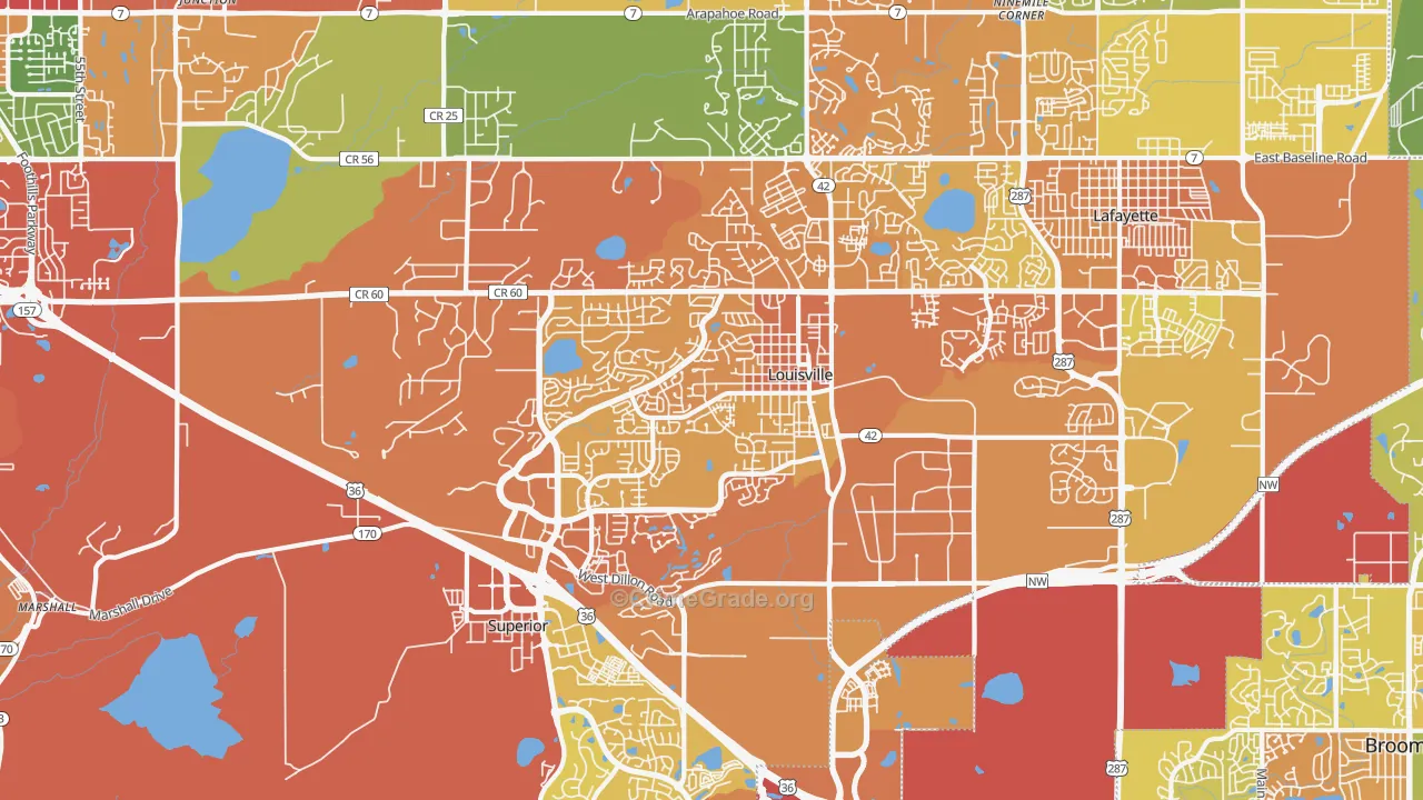 Louisville, CO Map of Vandalism Rates