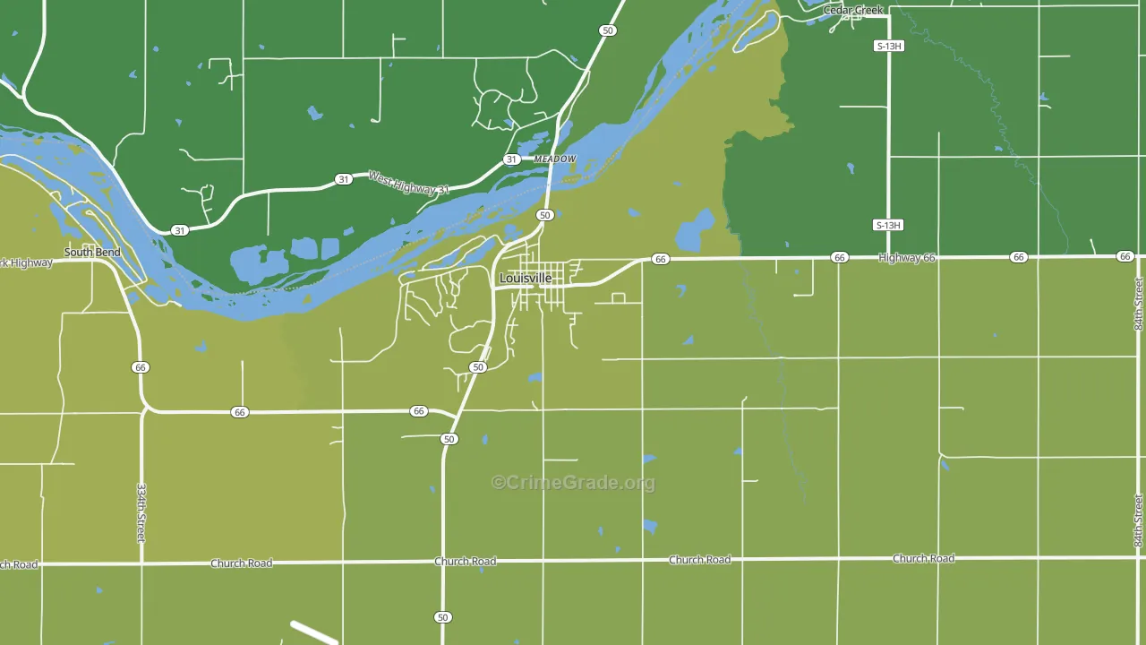 Louisville, NE Map of Vandalism Rates
