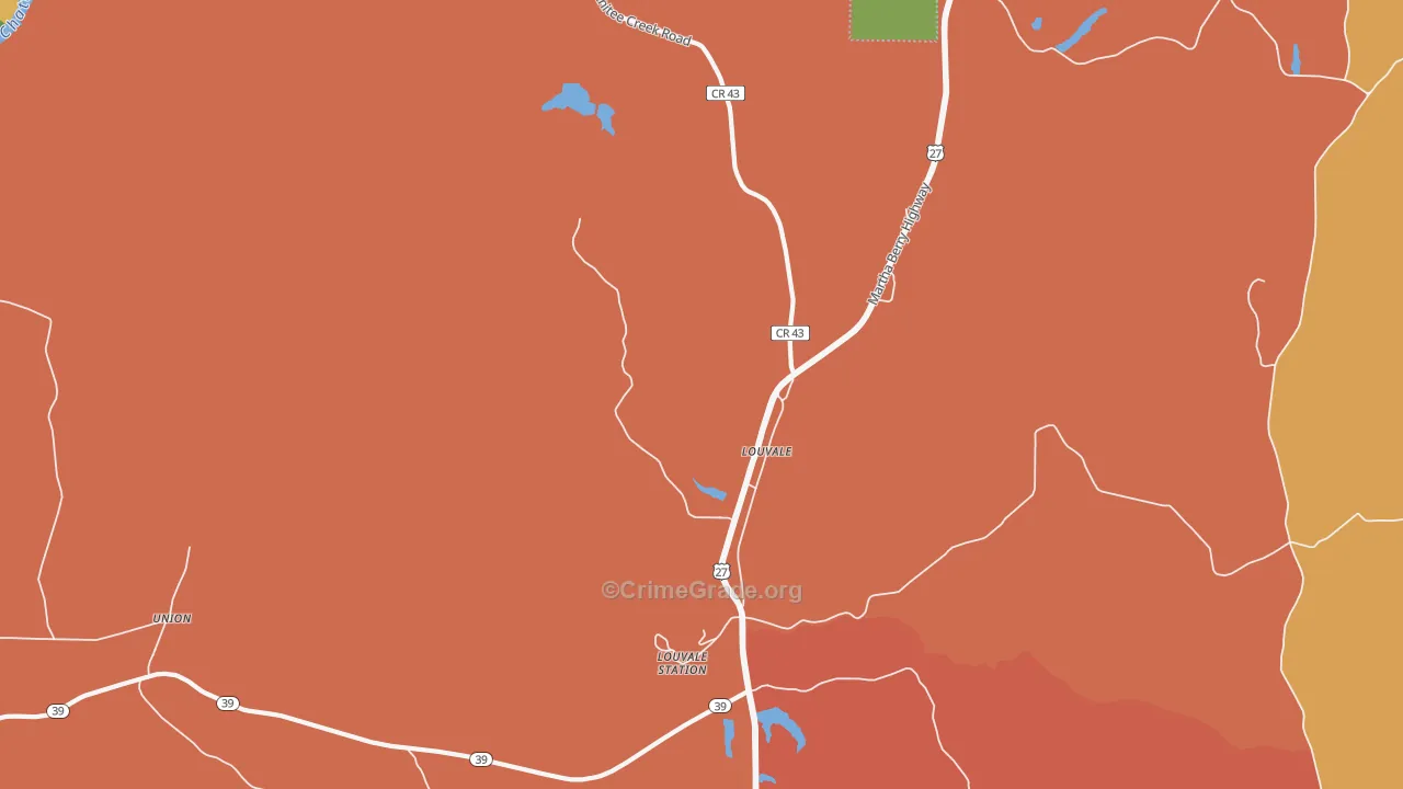 Louvale, GA Map of Vandalism Rates