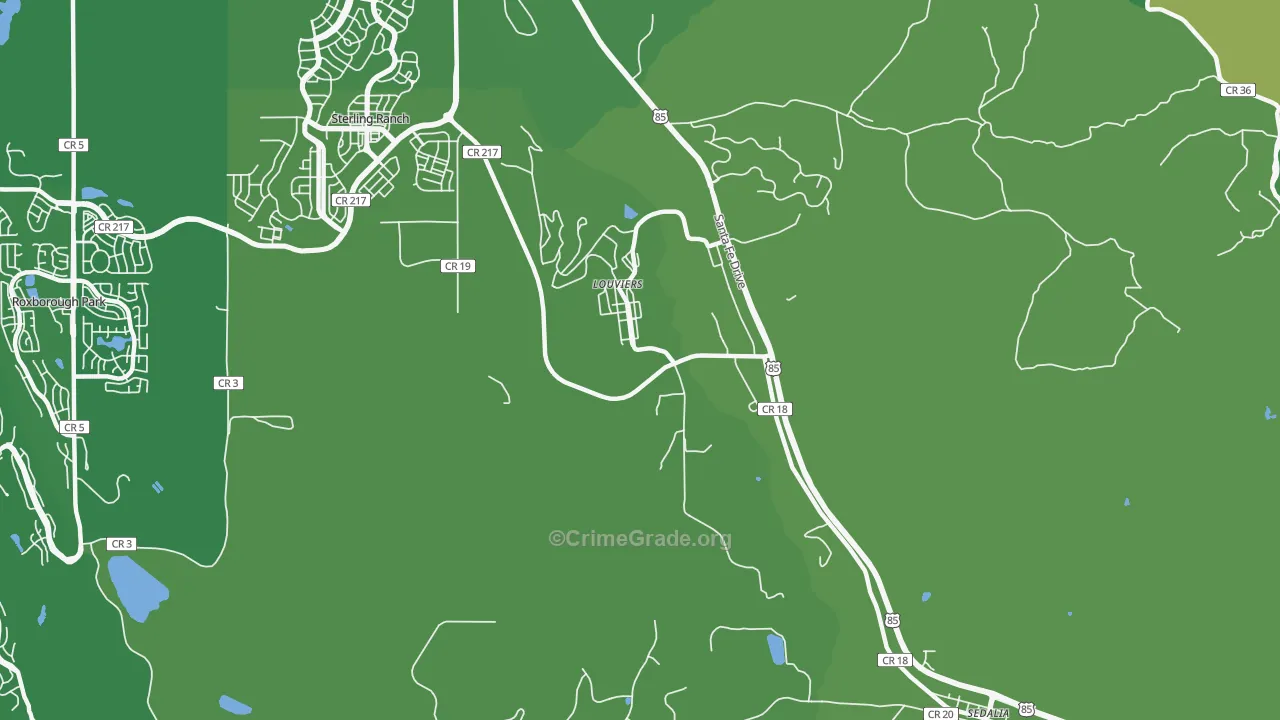 Louviers, CO Map of Vandalism Rates