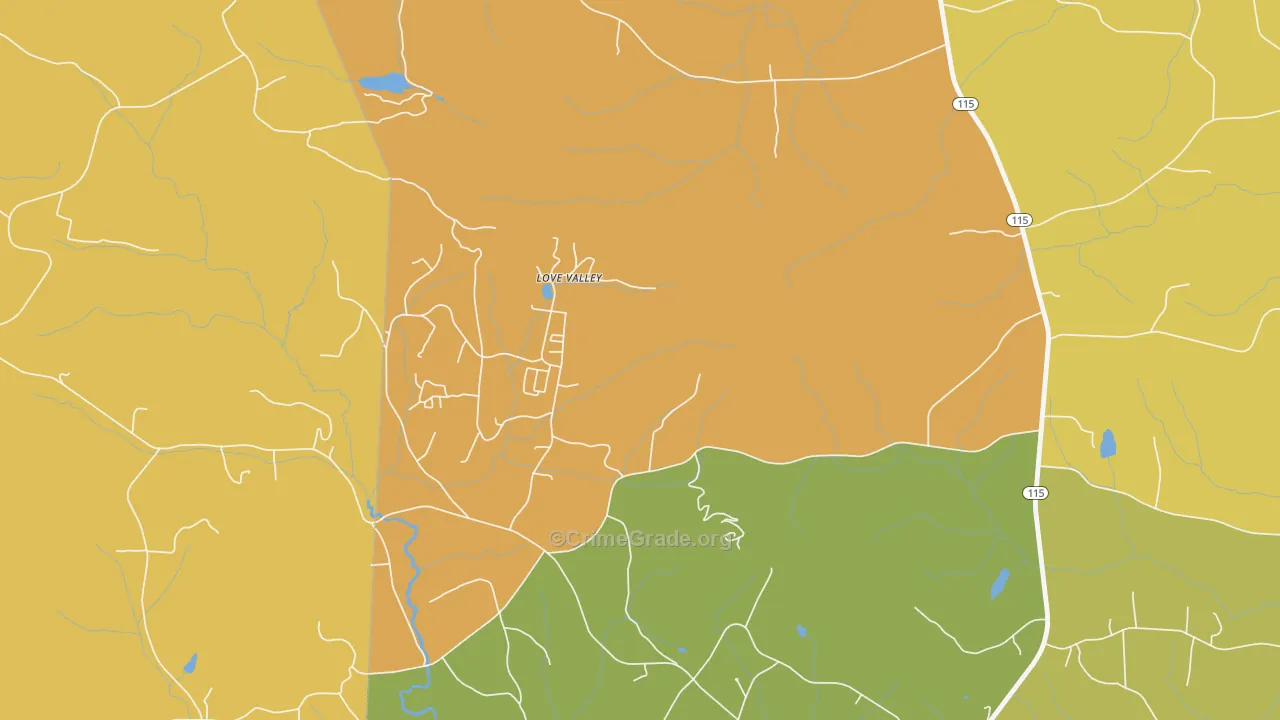 Love Valley, NC Map of Vandalism Rates