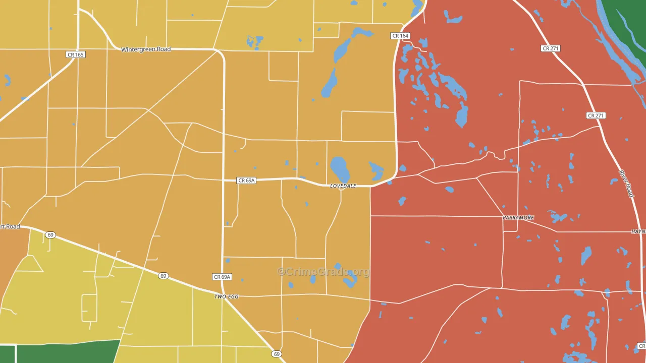 Lovedale, FL Map of Vandalism Rates