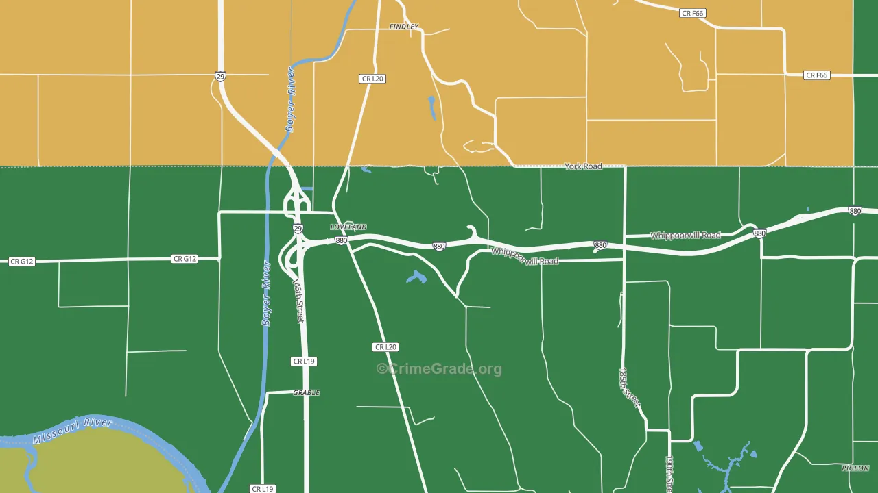 Loveland, IA Map of Vandalism Rates