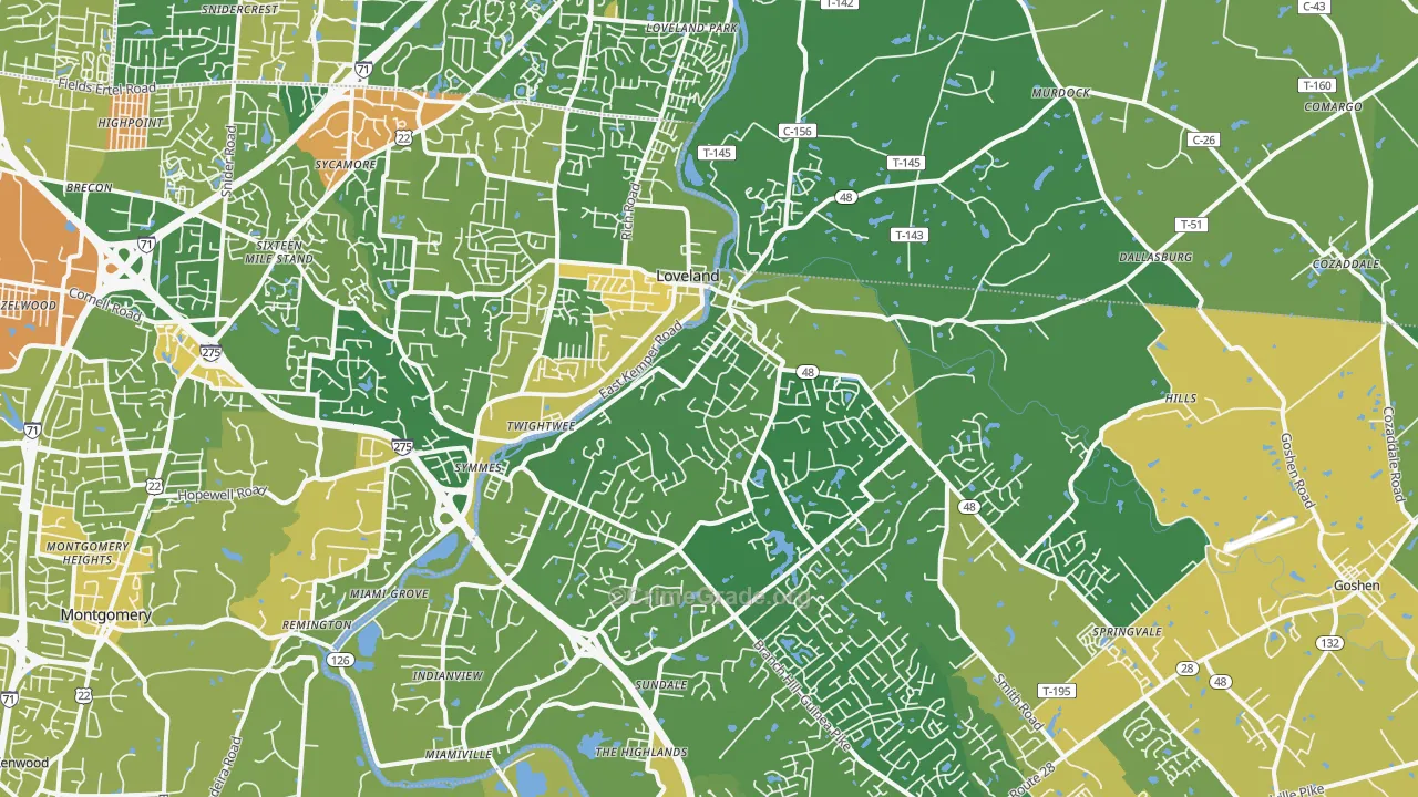 Loveland, OH Map of Vandalism Rates