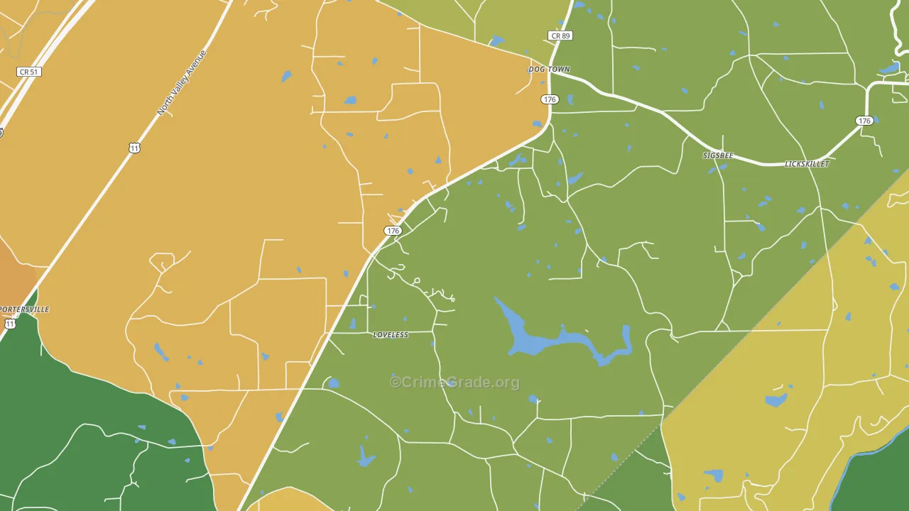 Loveless, AL Map of Vandalism Rates