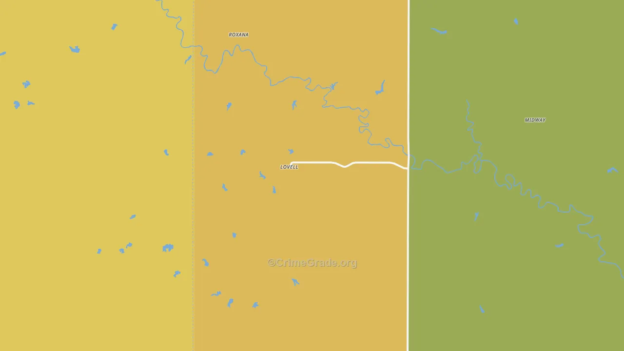 Lovell, OK Map of Vandalism Rates