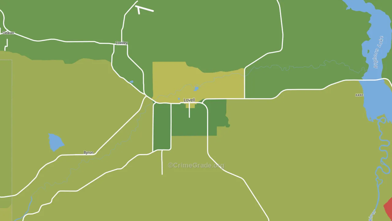 Lovell, WY Map of Vandalism Rates