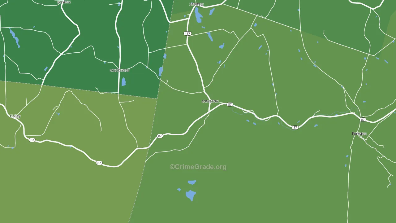 Lovelton, PA Map of Vandalism Rates