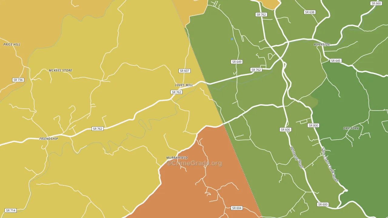 Loves Mill, VA Map of Vandalism Rates