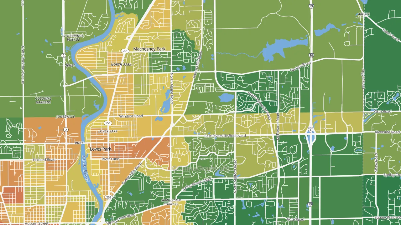 Loves Park, IL Map of Vandalism Rates