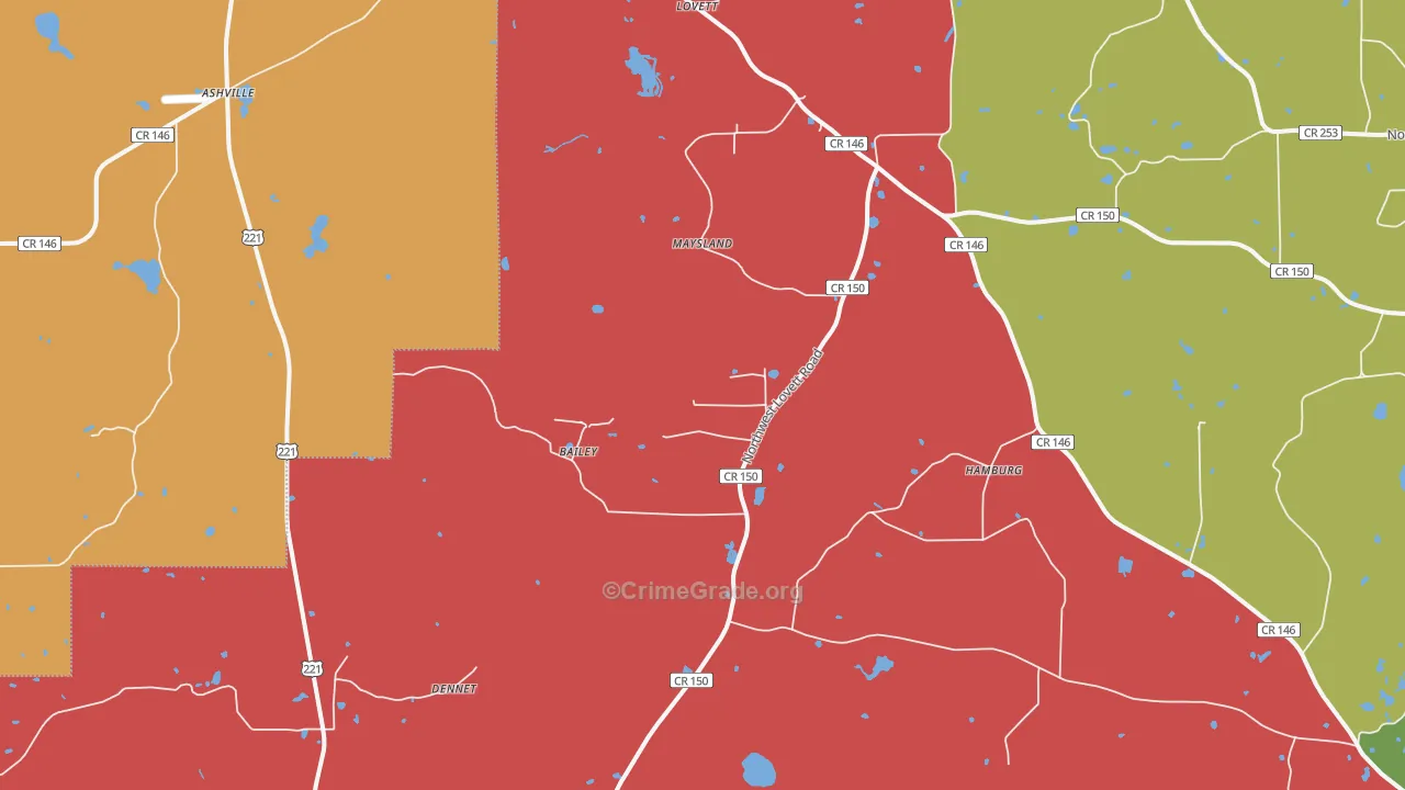 Lovett, FL Map of Vandalism Rates