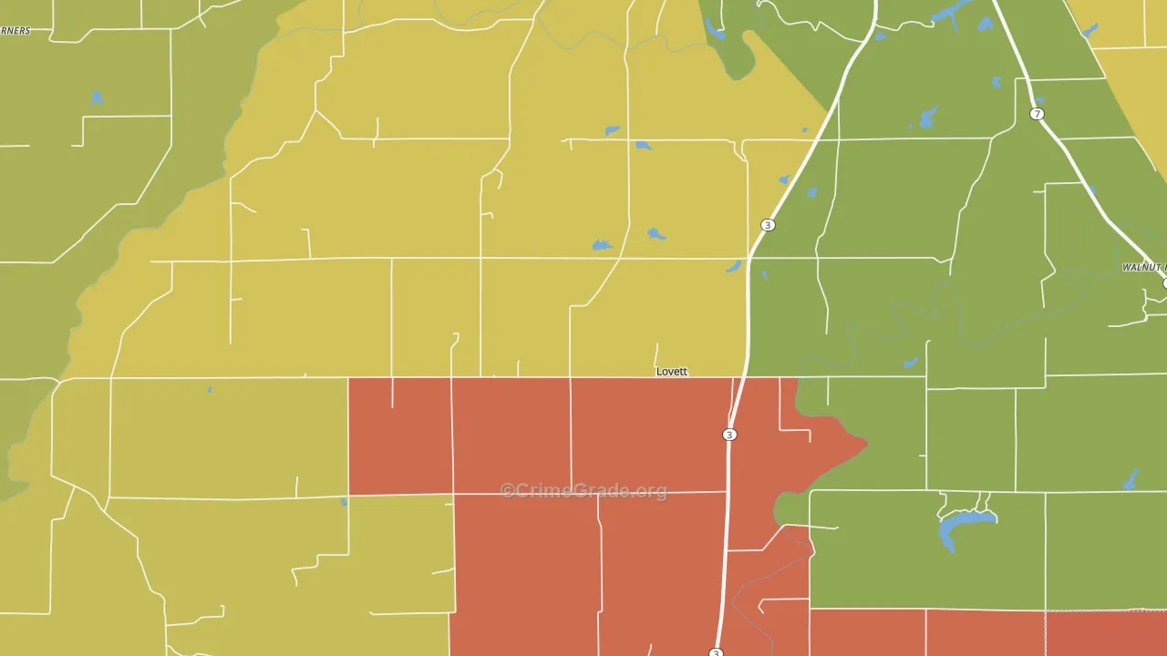 Lovett, IN Map of Vandalism Rates