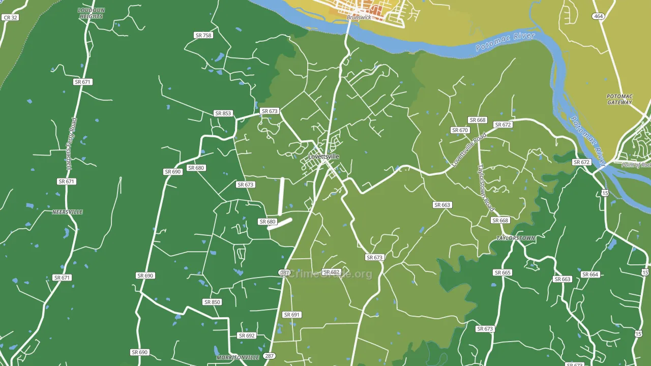 Lovettsville, VA Map of Vandalism Rates