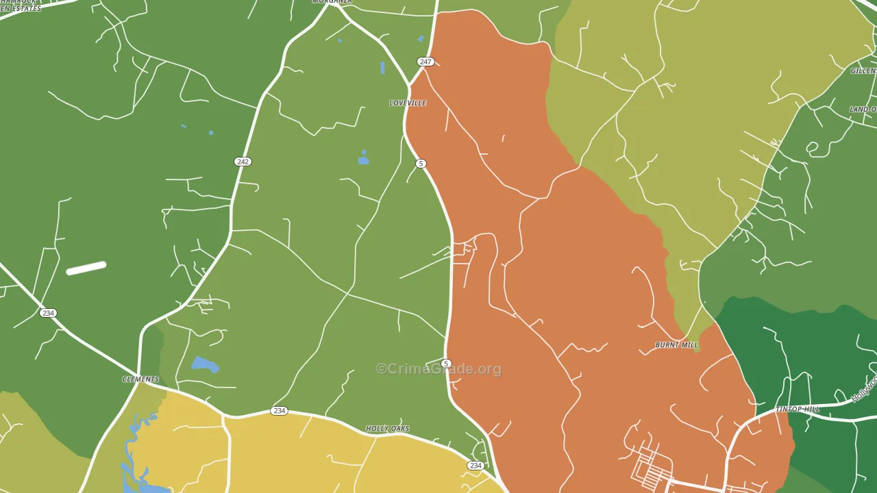 Loveville, MD Map of Vandalism Rates