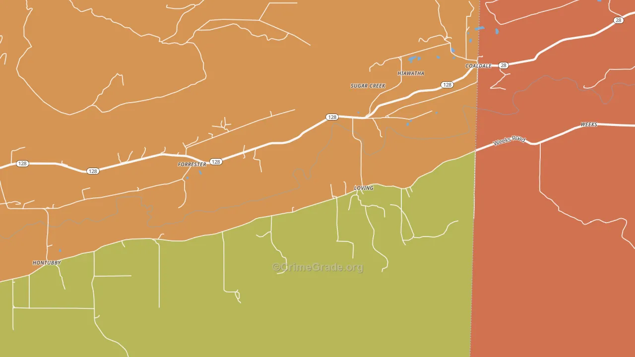 Loving, OK Map of Vandalism Rates