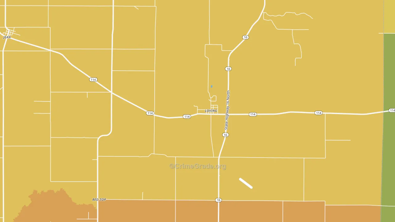 Loving, TX Map of Vandalism Rates
