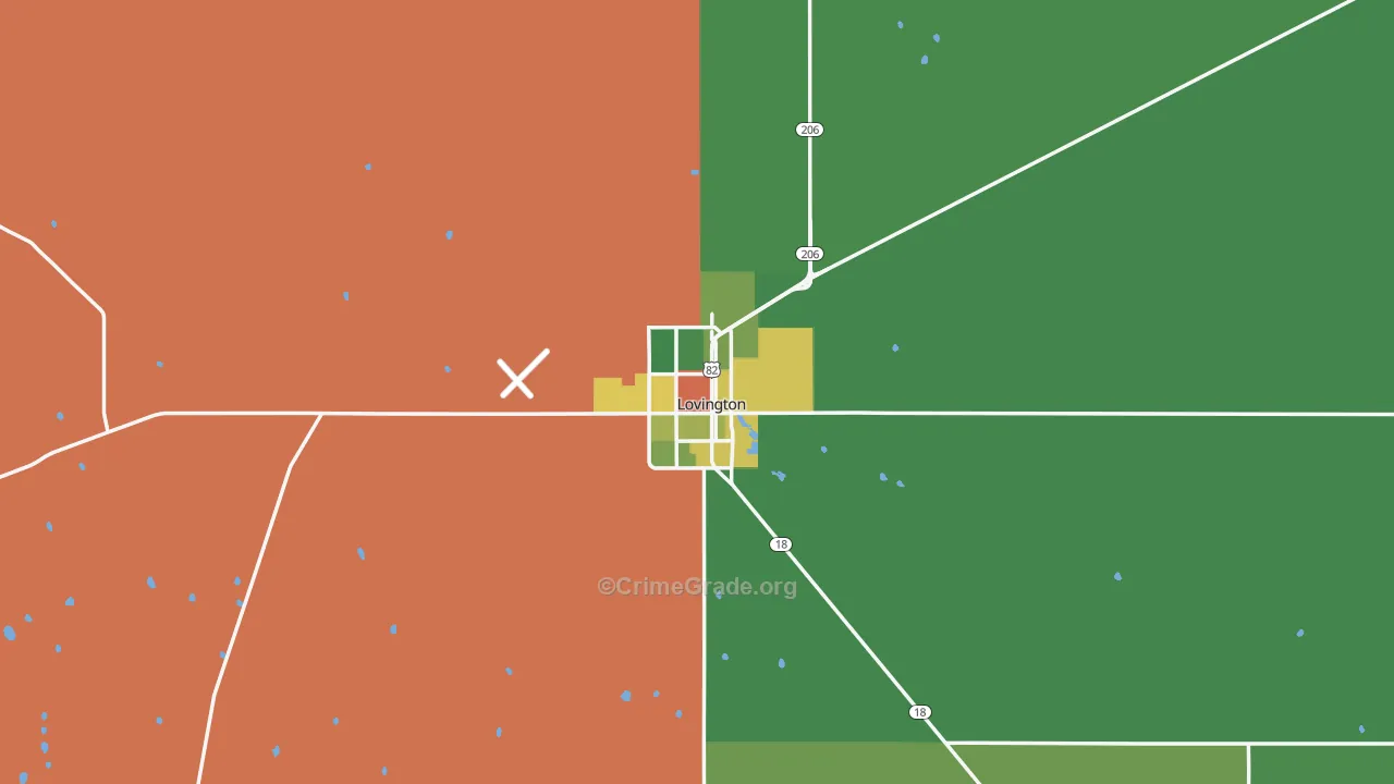 Lovington, NM Map of Vandalism Rates
