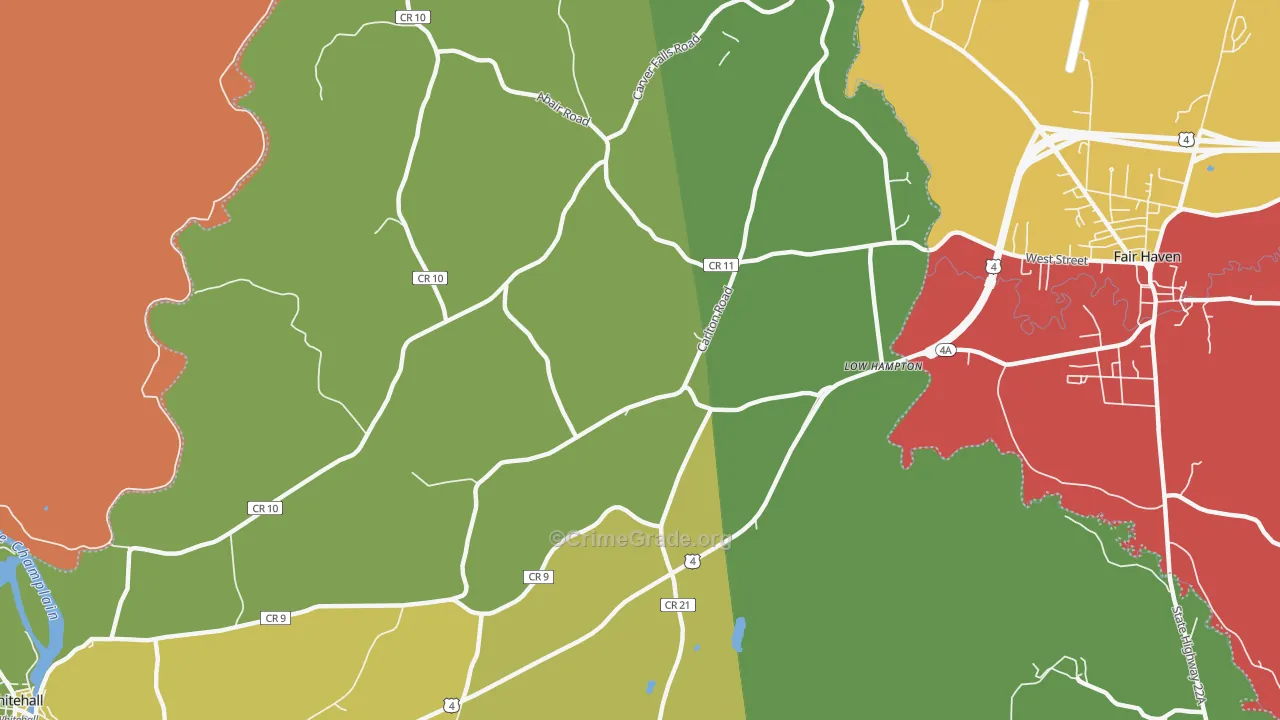 Low Hampton, NY Map of Vandalism Rates