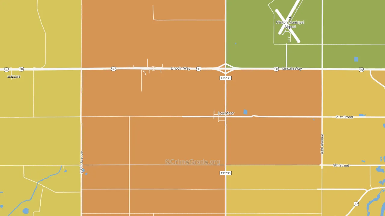 Low Moor, IA Map of Vandalism Rates