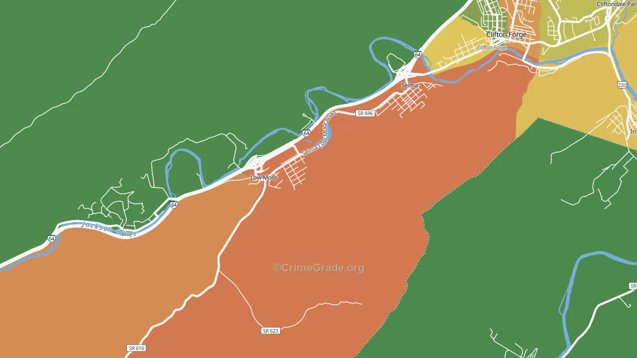 Low Moor, VA Map of Vandalism Rates