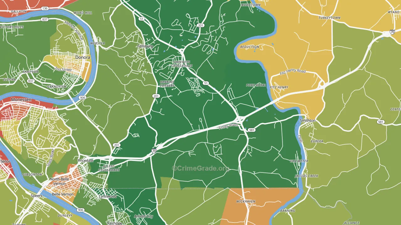 Lowber, PA Map of Vandalism Rates