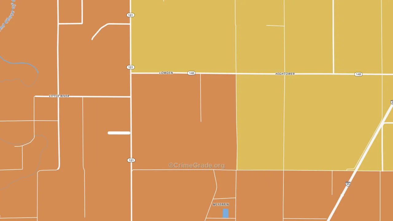 Lowden, AR Map of Vandalism Rates