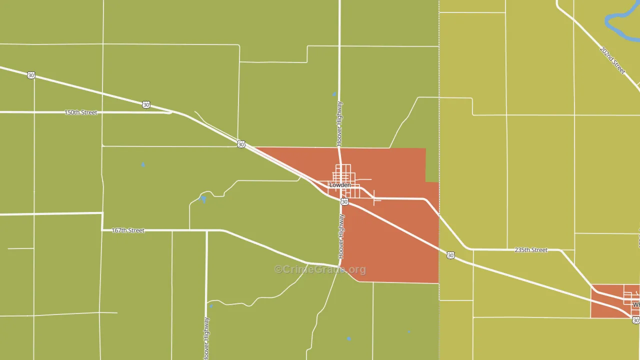Lowden, IA Map of Vandalism Rates