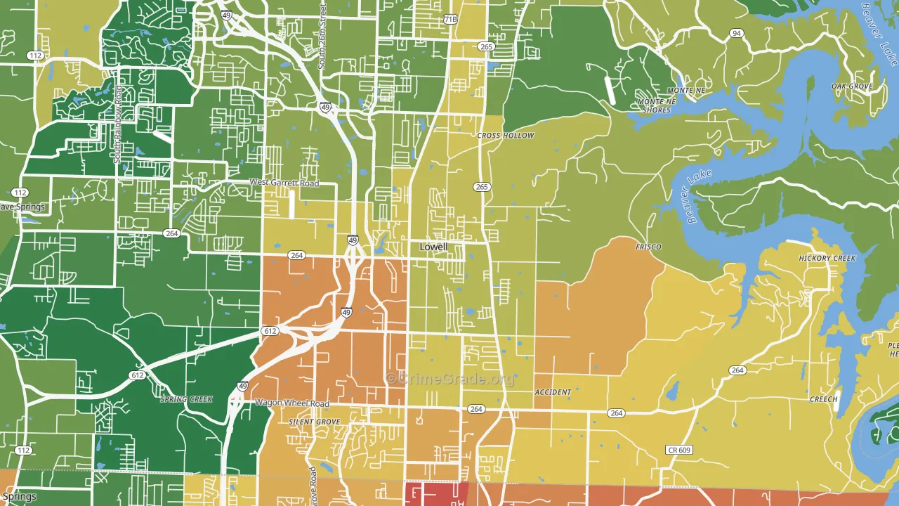 Lowell, AR Map of Vandalism Rates