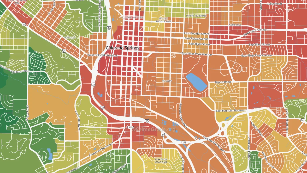 Lowell, Colorado Springs, CO Map of Vandalism Rates